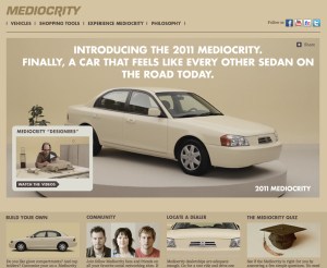 Screenshot of the Subaru Mediocrity parody site.